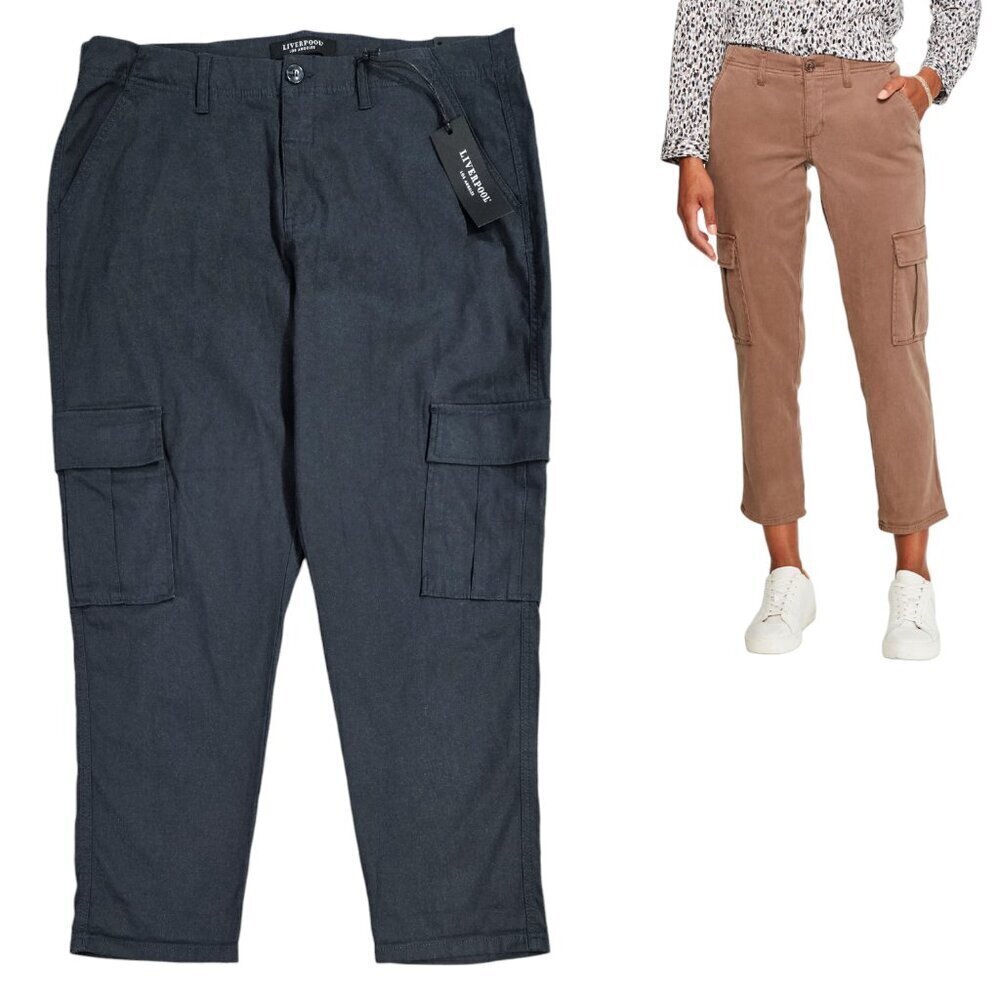 Liverpool NWT Carbon Blue Gray Cargo Ankle Pant Capsule Utility LM7228ME